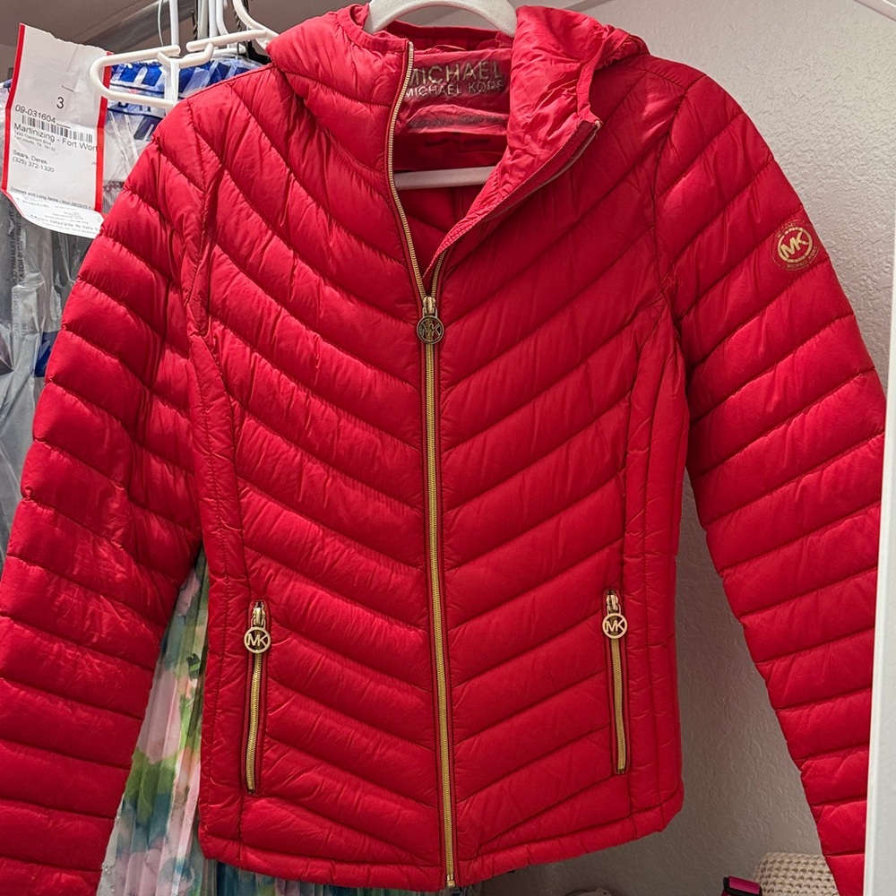 Michael Kors Red Puffer Jacket